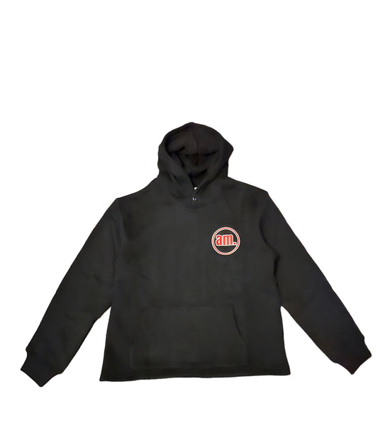 Black “am.” Embroidered Hoodie