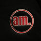 Black “am.” Embroidered Hoodie