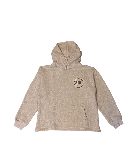 Light Grey “am.” Embroidered Hoodie